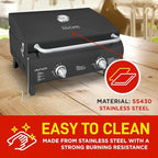 Black Portable Gas Grill, Dual 10,000 BTU Burners, 275 Sq.In Cooking Space, Push-to-Start Ignition, Wind-Proof Lid with Built-in Thermometer, Perfect for Camping Tailgates & Backyard BBQ Cookouts
