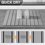 Large Stone Dish Drying Mat for Kitchen Counter – Foldable, Quick Dry, Ultra Absorbent Diatomaceous Earth Mat for Dishes, Bottles, Cups, Countertops & Bathroom, 24"×16" (Gray)