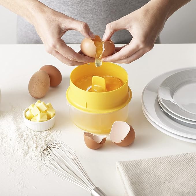 Egg Separator, Easy to, Separates up to 6 Yolks, Non, Reusable for Home Bakery (Yellow)