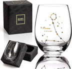 HOHY Pisces Stemless Wine Glass 20 Oz, Zodiac Pisces Mug, Golden, Constellation Tumbler, Astrology Gifts for Women Men