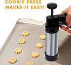 Stainless Steel Cookies Press, Cookies Press for Baking,Cookie Press Gun Kit with 13 Cookie Discs and 8 Piping Tips for DIY cake Maker Decorating Baking Supplies