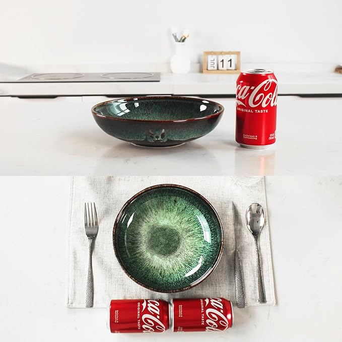 39 oz Ceramic Bowl Set, Salad Bowl, Pasta Bowl, Serving Bowl, Dinner Bowl, Deep/Wide Plate, Microwave, Oven and Dishwasher Safe, Modern Porcelain Dinnerware 8.8 Inch