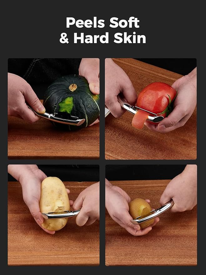 Professional Vegetable Peeler – Premium 304 Stainless Steel Potato Peeler for Kitchen, Ultra Sharp Blade, Ergonomic Non-Slip Handle, Dishwasher Safe, 5-Year Warranty