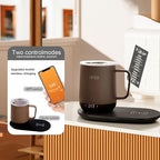 Temperature Control Smart Mug, Self Heating Coffee Mug LED Display, 180 Min Battery Life - Hot up to 149℉ Fast Wireless Charger Base Improved Design (12oz, Coffee)