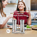 Aelga Salt and Pepper Shakers with Holder, Salt Shaker for the Kitchen with Adjustable Pour Holes for Himalayan, Kosher, and Sea Salts