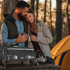 Black Portable Gas Grill, Dual 10,000 BTU Burners, 275 Sq.In Cooking Space, Push-to-Start Ignition, Wind-Proof Lid with Built-in Thermometer, Perfect for Camping Tailgates & Backyard BBQ Cookouts