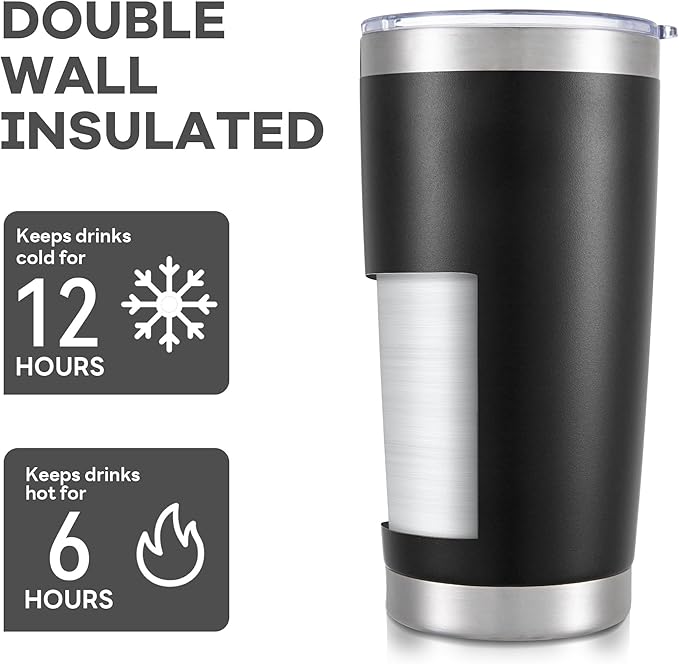 20 oz Tumbler with Lid Stainless Steel Insulated Tumblers Bulk Double Wall Vacuum Cups Powder Coated Travel Mug Keep Drinks Cold and Hot, Mix, 12 Pack