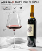 OJA Red Wine Glasses Set of 4, Large Burgundy Glasses 23 OZ, Hand Blown Crystal Glass Light, Clear, Best for Wine tasting, Birthday, Christmas, Anniversary, Father's Day