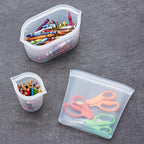 Zip Top Reusable Food Storage Bags | Sandwich Bag [Peach] | Silicone Meal Prep Container | Microwave, Dishwasher and Freezer Safe | Made in the USA