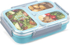Large Stainless Steel Bento Box for Adults – 3 Compartment, 40oz Meal Prep Lunch Box with Lid, Reusable Snack Container for Men & Women, Dishwasher Safe, Blue