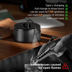 Electric Whiskey Smoker Kit with 6 Flavors Wood Chips, Built-In Lighter Ignites, No Butane Required, Rechargeable Cocktail Drink Smoker Kit, Birthday Bourbon Gifts, Father's Day Gifts for Men-Black