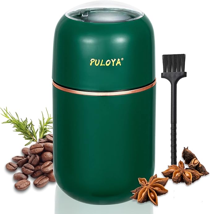 Coffee Grinder Electric for Beans, Spices, Herbs, Grains and Nuts, Stainless Steel Blades, 2.8 oz, Green