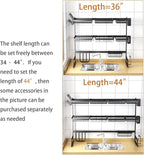 PUSDON Over Sink Dish Drying Rack Stainless Steel, Adjustable Large Dish Drainer for Storage Kitchen Organization White 3 Tier - Standard(34"-46")