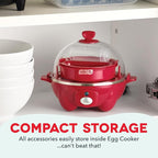DASH Rapid Egg Cooker: 7 Egg Capacity Electric Egg Cooker for Hard Boiled Eggs, Poached Eggs, Scrambled Eggs, or Omelets with Auto Shut Off Feature - Red