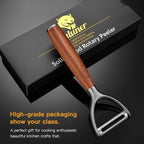 Serrated Blade Premium Y Type 304 Stainless Steel Multifunctional Kitchen Peeler Real Wood Handle Ultra Sharp Blade Vegetable Potato Apple(Aosuan)