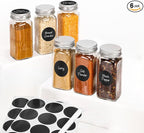 6Pcs Spice Jars with Label, 4oz Empty Square Seasoning Containers, Spice Jars with Shaker Lids, Small Spice Bottles for Salt, Herbs, Sugar, Pepper, Seasoning Jars for Spice Rack, Cabinet, or Drawer