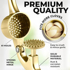 Zulay Kitchen Large Premium Garlic Press Set - Bigger Bowl for Bigger Garlic - Rust Proof & Dishwasher Safe Garlic Mincer Tool - Easy-Squeeze, Easy-Clean Silicone Garlic Peeler & Brush (Gold)