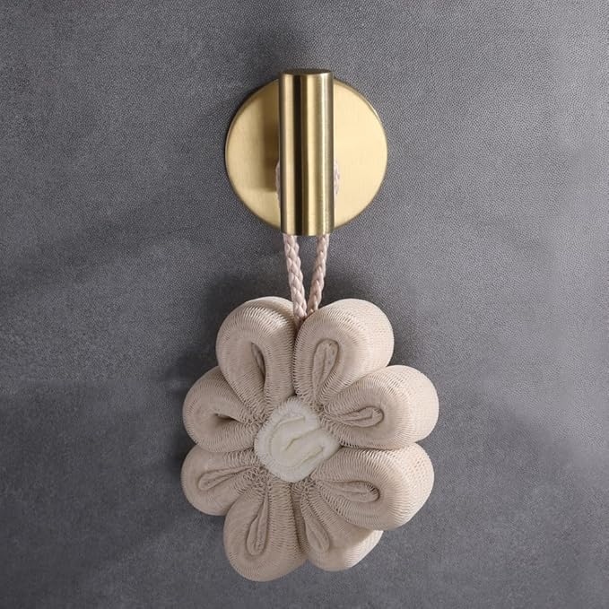 Adhesive Hooks 304 Stainless Steel Robe Hook Holder Heavy Coat Hook for Bathroom Kitchen Livingroom Garage Hotel Brushed Finish 2pcs (Brushed Gold)