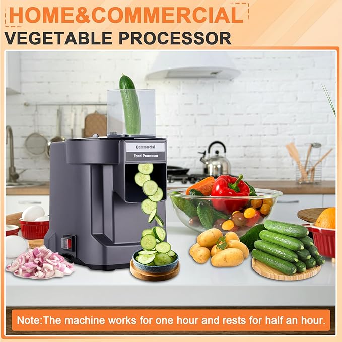 Commercial Vegetable Dicer Chopper 3 IN 1 Food Processor Automatic Potato Slicer&Onion Shredder with 3 Stainless Steel Blades 110V