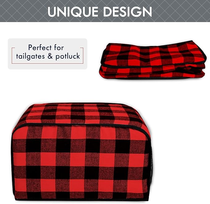 BAGSPRITE Slow Cooker Cover Compatible with Crock-Pot and Hamilton Beach 6-8 QT Slow Cooker Red White