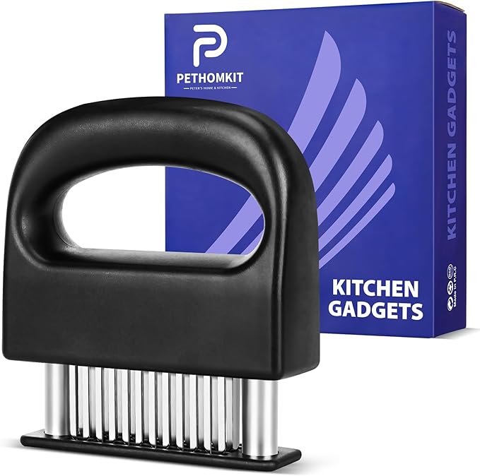 Meat Tenderizer Tool, 48 Stainless Steel Ultra Sharp Needle Blades Meat Tenderizer Stapler for Tenderizing Steak/Beef/Pork/Turkey/Fish/Poultry/Veal Marinade,Black