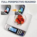 66lb Food Scale, Commercial Kitchen Scale with Price Computing, Plug-in Usable, 0.05oz/1g, 304 Stainless Steel, for Cooking, Vegetables, Farm, Industry, Counting. LC300 Grey