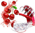 Cherry Pitter, Multi Cherry Stoner, Stainless Steel Multiple Cherry Stone Remover Tool, Cherry Seed Remover, Cherry Stone Seed Removal Core Easy Squeeze with Grip 6 Cherries Red