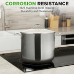 NutriChef 12-Quart Stainless Steel Stockpot – 18/8 Food Grade Heavy-Duty Induction-Compatible Pot with See-Through Lid, Ideal for Stews, Broths, Simmering & Soups, Dishwasher Safe – NCSP12
