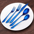 Matte Blue Silverware Set, 20-Piece Stainless Steel Flatware Set Service for 4, Satin Finish Tableware Cutlery Set for Home and Restaurant, Dishwasher Safe