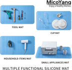 Silicone Dish Drying Mat for Multiple Usage,Easy clean,Eco-friendly,Heat-resistant Silicone Mat for Kitchen Counter or Sink,Refrigerator or Drawer Liner Light Blue 3XL 28 inches x 18 inches