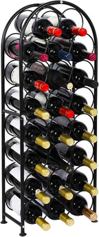 PAG 23 Bottles Arched Freestanding Floor Metal Wine Rack Wine Bottle Holders Stands, Black