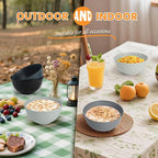 Homienly Cereal Bowl Set, Wheat Straw Fiber Unbreakable Lightweight Bowls Set (Grey Stone, 26 OZ)