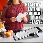 commercial Mandoline Slicer,Stainless Steel Vegetable Slicer,non-slip mandoline slicer for kitchen,Keto,Potato,cucumber,4 Blades & Cut-Resistant Gloves(Includes Brush & Cloth).