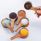 6 Pack Acacia Wood Coffee Scoops, Small Wooden Coffee Spoons for Jars and Containers Set of 6 Tablespoon Bean Scoop Cute Coffee Beans Measuring Scoop for Cooking Bath Salt,