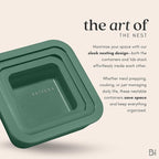 Ceramic Coated Glass Food Storage Container | No PTFE, PFOA, PFAS, and BPA | Reusable Non Toxic Meal Prep Container with Glass Lid | Easy To Store | 6 Cup Rectangle [Pine]