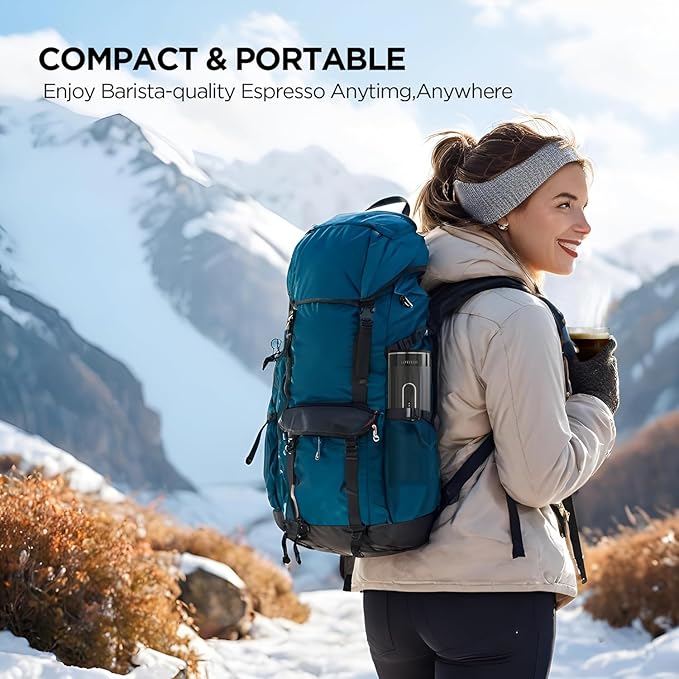 Portable Espresso Machine, Car Coffee Maker Self-Heating with Type-C, Compatible with Ground Coffee & Capsule for Travel, RV, Hiking, Camping, Office