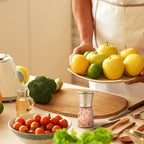 Premium Stainless Steel Salt and Pepper Grinder Set of 4 - Adjustable Ceramic Sea Salt Grinder & Pepper Grinder - Glass Salt and Pepper Shakers - Pepper Mill & Salt Mill W/Funnel