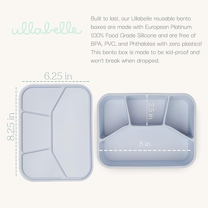 Leak Proof Bento Box Food-Grade Silicone Bento, BPA, Phthalate, Lead, & PVC Free - Bento Lunch Box for Daycare, Kids, & Adults - Leak Resistant Sets With Lids Snack Box Container (Beige 4)