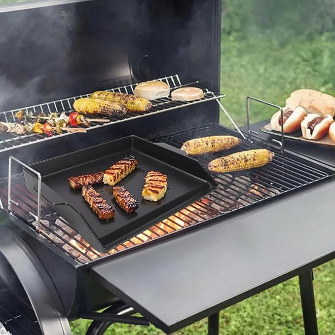 Universal Flat Top Griddle, Cast Iron BBQ Griddle for Electric/Gas/Charcoal Grill/Stove, 18.6 x14" Griddle Inserts for Weber Charbroil Camp Chef,Nonstick Coating Cooking Skillet Pan for Outdoor