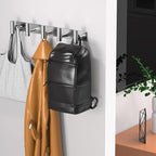 Wall Mounted Coat Rack-5 Hooks, Heavy Duty Stainless Steel Hook Rail for Towel Coat Hat Purse Bag Jacket, Towel Hooks for Entryway Bathroom Kitchen (Silvery 5 Hooks - 1 Pack)