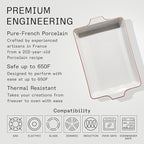 Made In Cookware - Rectangular Baking Dish - Red Rim - Hand Crafted Porcelain - Professional Bakeware - Made in France