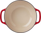 Lodge 6 Quart Enameled Cast Iron Dutch Oven with Lid – Dual Handles – Oven Safe up to 500° F or on Stovetop - Use to Marinate, Cook, Bake, Refrigerate and Serve – Island Spice Red