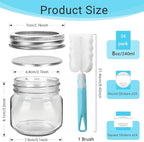 8 oz Glass Mason Jars, 24 Pack Regular Mouth Glass Canning Jars with Silver Aluminum Lids and Bands, Airtight Jam Jars for Food Storage, Pickling, Fermenting, Honey, Jelly, DIY Candles Decor