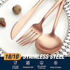 BirdyFly Matte Rose Gold Silverware Set, 20 Piece Stainless Steel Flatware Set Service for 4, Matte Rose Gold Cutlery Set, Include Knives/Forks/Spoons, Dishwasher Safe