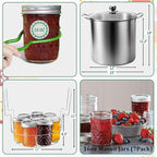 Canning Pot Water Bath Canner with Rack and Mason Jars, 20 Quart Stainless Steel Stock Pots, Canning Supplies Starter Kit Beginners Tools Set, Jar Lifter Tongs and Pickling Kit Accessories