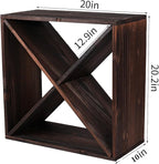 Wine Rack Cabinet countertop Wooden Stackable Storage Retro Cube 24 Bottles freestanding Floor Wine Holder Stand (Black)