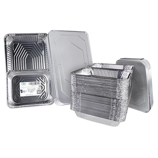 IDL Packaging Aluminum Foil Pans with Lids, Medium - 75 pc Chafing Dish Set - 25 Full Size and 50 Half Size Steam Table Pans + Lids - Disposable Cookware for Catering, Buffet, Party, BBQ