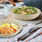 10inch Wheat Straw Big Bowls Set of 6 - Large Salad Bowls 65oz set of 6 - Unbreakable Serving Bowls Microwave & Dishwasher Safe for restaurant - Big Plastic Bowls for Cereal,Salad - Beige Series