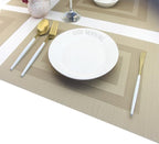 PIGCHCY Placemats Heat Resistant Non Slip Plastic Table Mats Washable Easy to Clean Woven Vinyl Kitchen Durable Placemats for Dining Table Set of 4 (Beige)