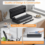 2025 Updated Stylish design Precision Vacuum Sealer Machine Pro for Food Saver, Concealed Handle 90Kpa Vacuum Sealers for Sous Vide,Liquid Food/Build with Cutter/Large Bag Storage/2 Bag Rolls